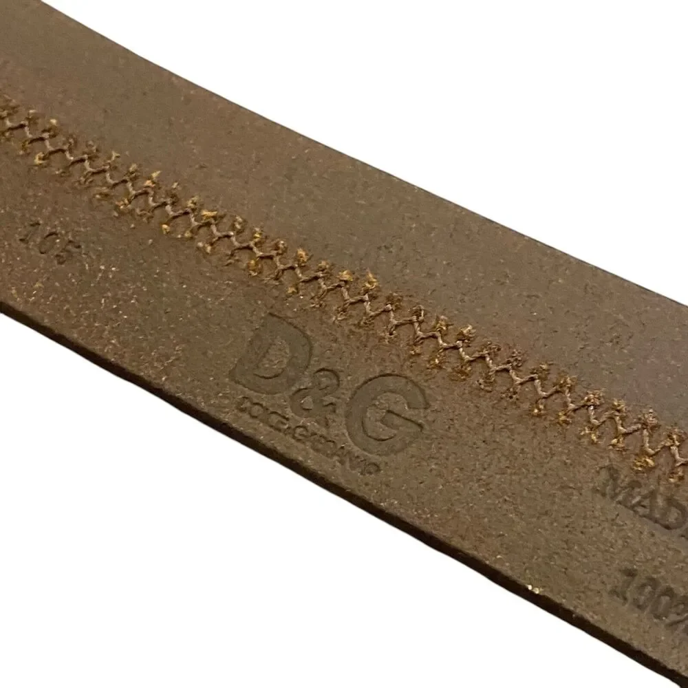 DOLCE &‎ GABBANA Italy Brown Leather Men’s Belt Double Holes